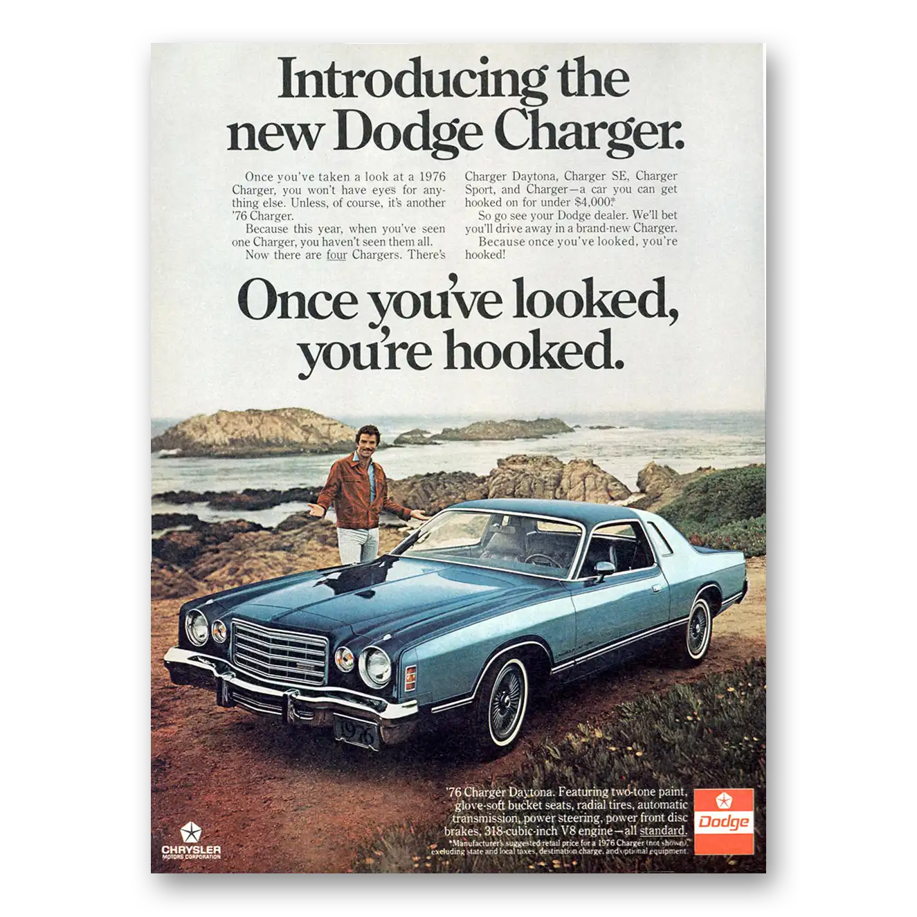 1975 Dodge Charger Once You've Looked You're Hooked Vintage Magazine Print Ad