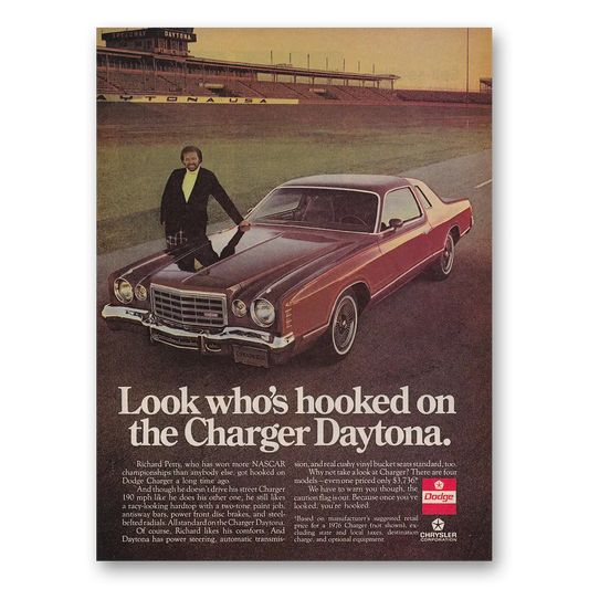 1976 Dodge Charger Daytona Richard Petty Hooked On Vintage Magazine Print Ad