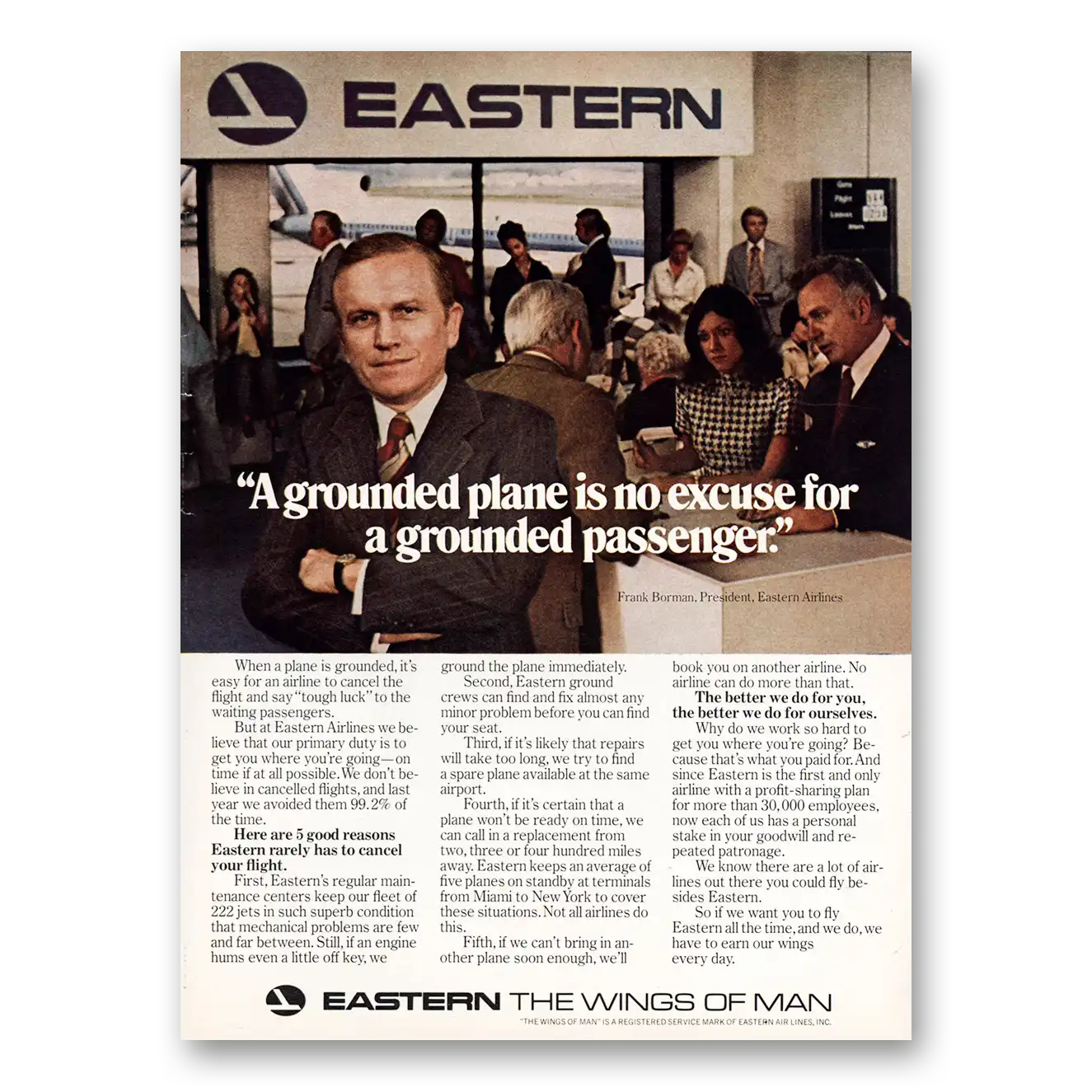 1976 Eastern Airlines Grounded Plane Is No Excuse Vintage Magazine Print Ad