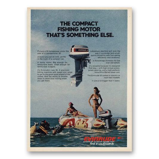 1976 Evinrude Compact Fishing Motor That’s Something Else Vintage Magazine Print Ad