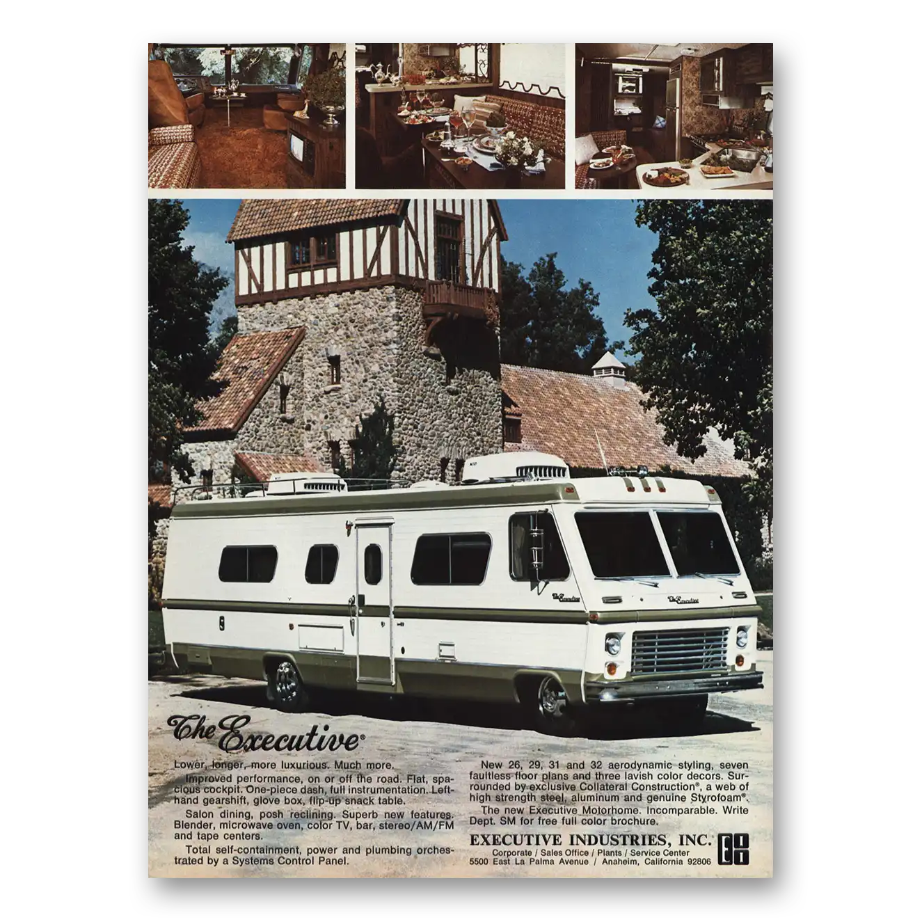 1976 Executive Industries RV Lower Longer More Luxurious RV Vintage Magazine Print Ad