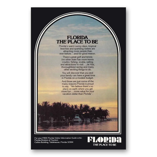 1976 Florida Place To Be Vintage Magazine Print Ad