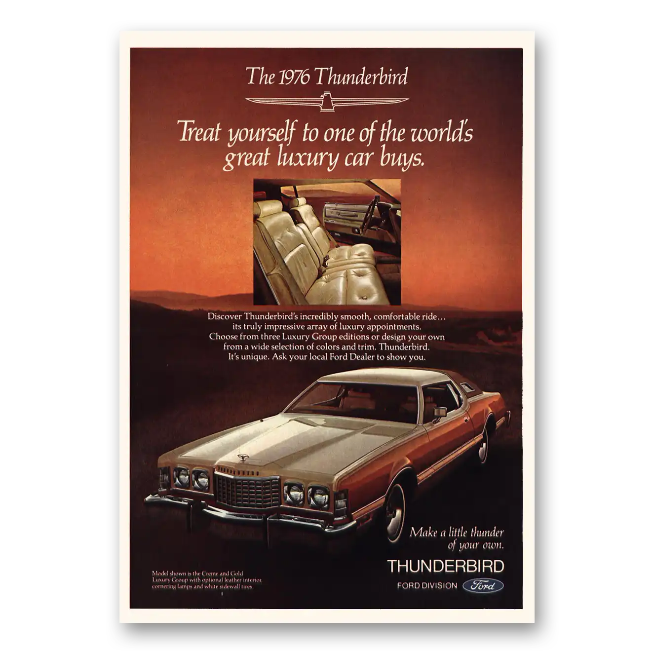 1976 Ford Thunderbird Treat Yourself to One of the Worlds Great Luxury Car Buys Vintage Magazine Print Ad