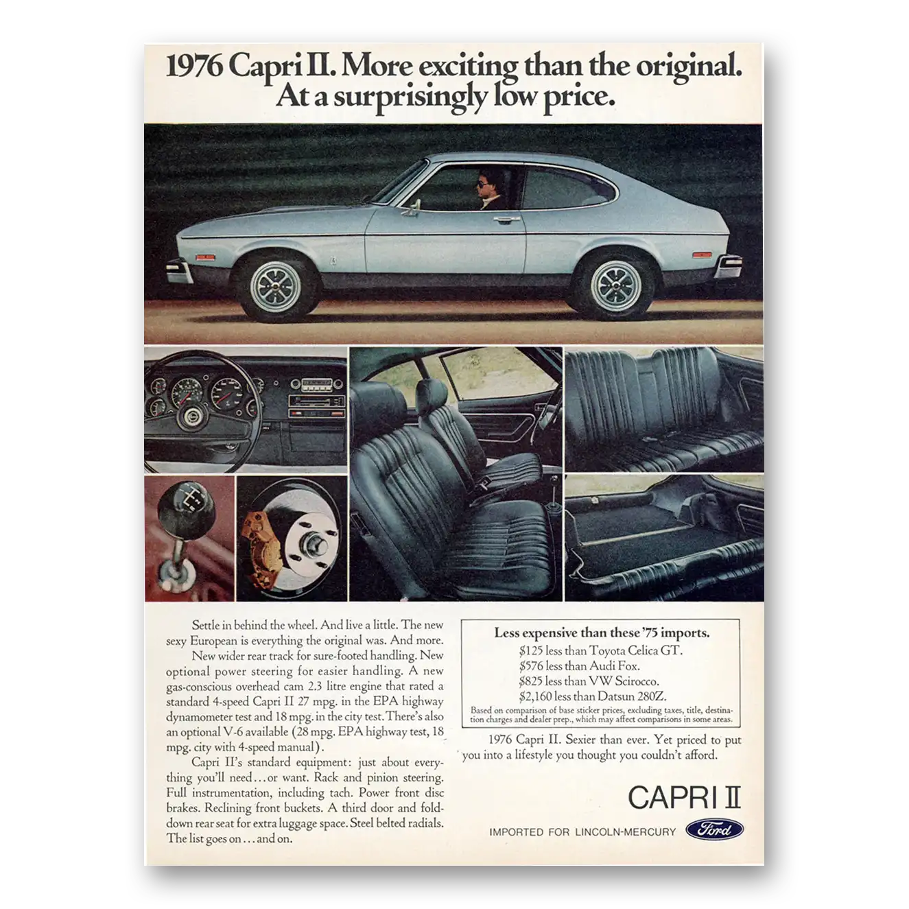 1975 Ford Capri More Exciting Than the Original Vintage Magazine Print Ad