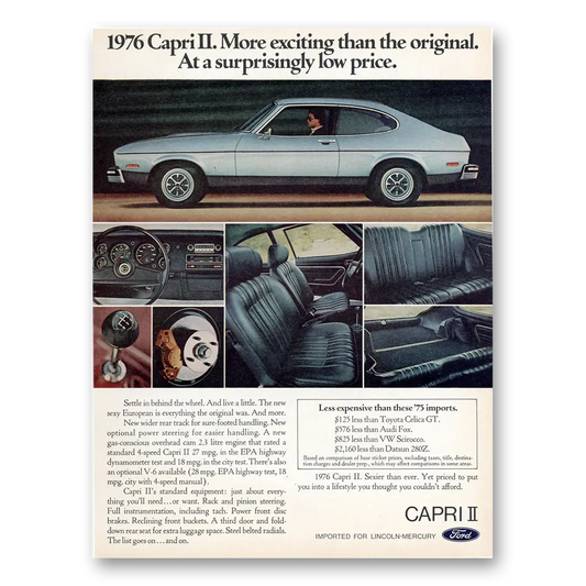 1975 Ford Capri More Exciting Than the Original Vintage Magazine Print Ad