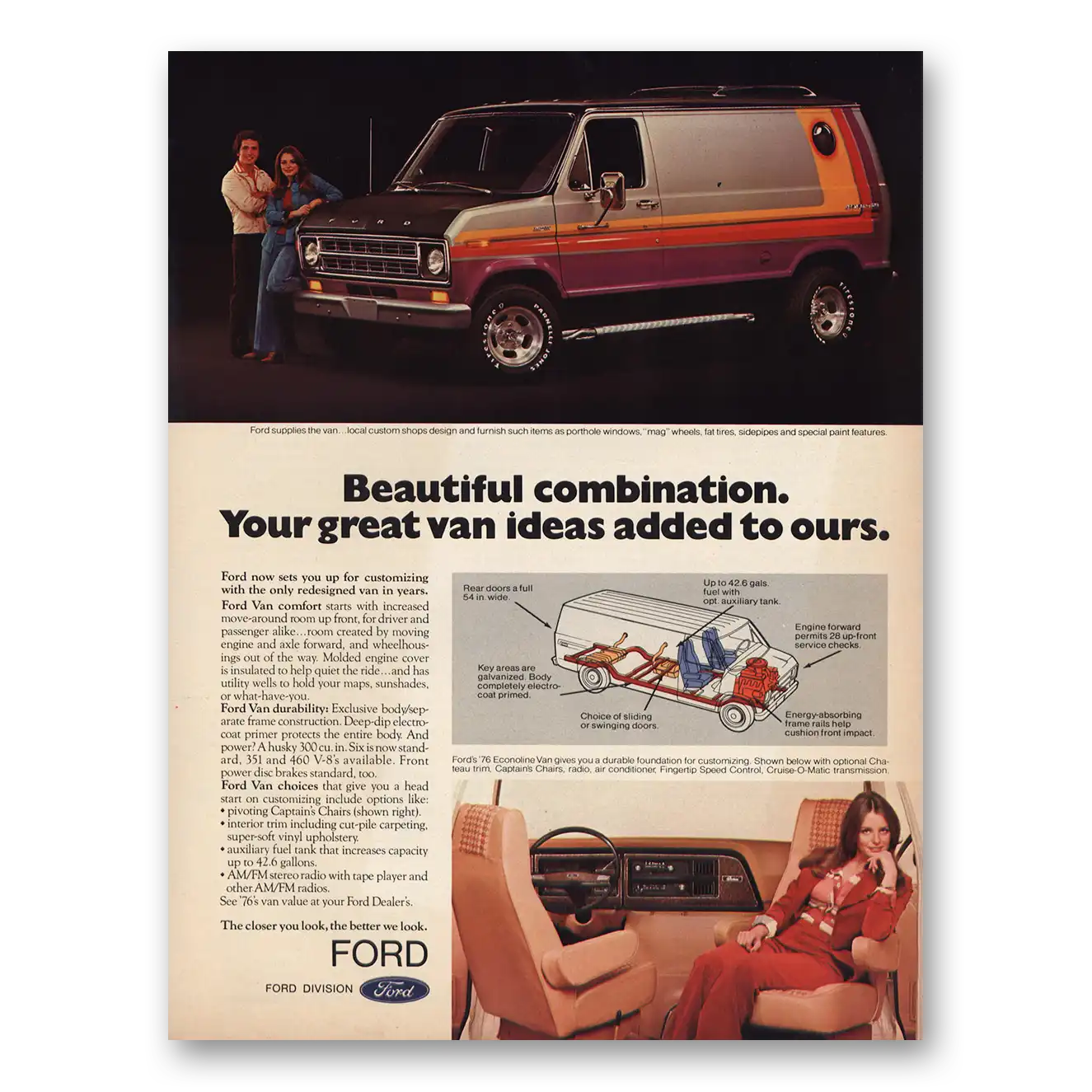 1976 Ford Van Beautiful Combination Vintage Magazine Print Ad