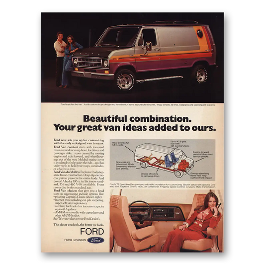 1976 Ford Van Beautiful Combination Vintage Magazine Print Ad