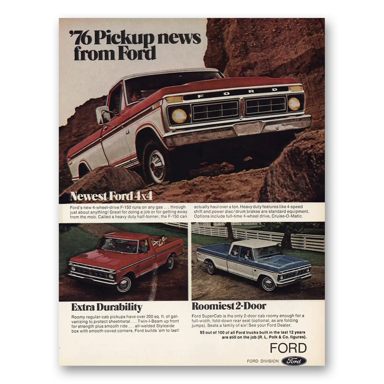 1976 Ford Pickup News 4x4 Vintage Magazine Print Ad