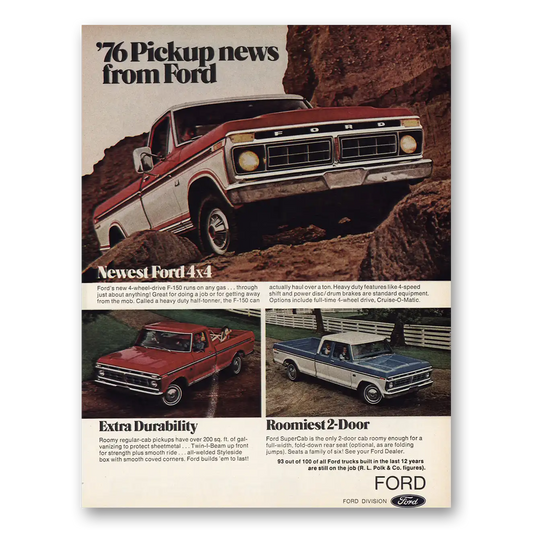 1976 Ford Pickup News 4x4 Vintage Magazine Print Ad