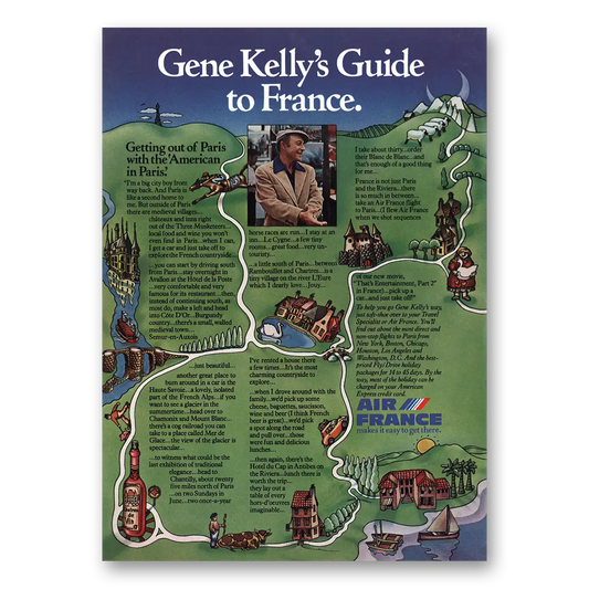 1976 Air France Gene Kellys Guide to France Vintage Magazine Print Ad