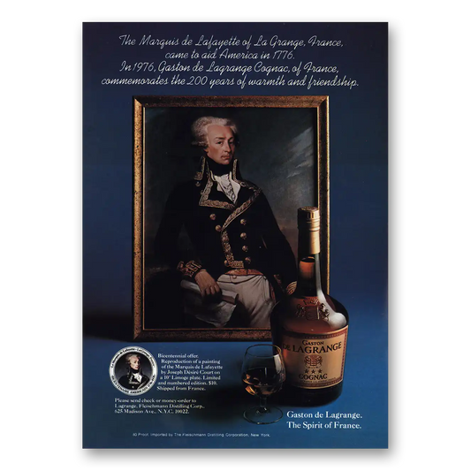 1976 Gaston de Lagrange Marquis de Lafayette Vintage Magazine Print Ad