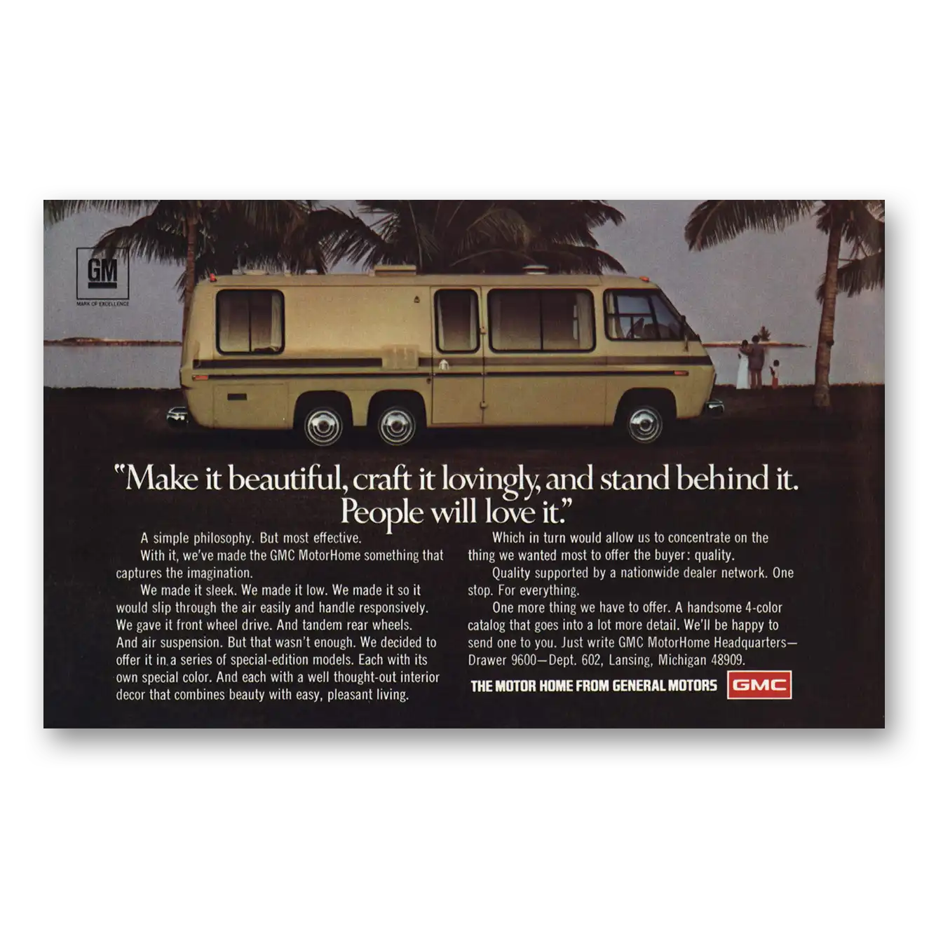 1976 GMC Motor Home Make it Beautiful Craft It Lovingly Vintage Magazine Print Ad