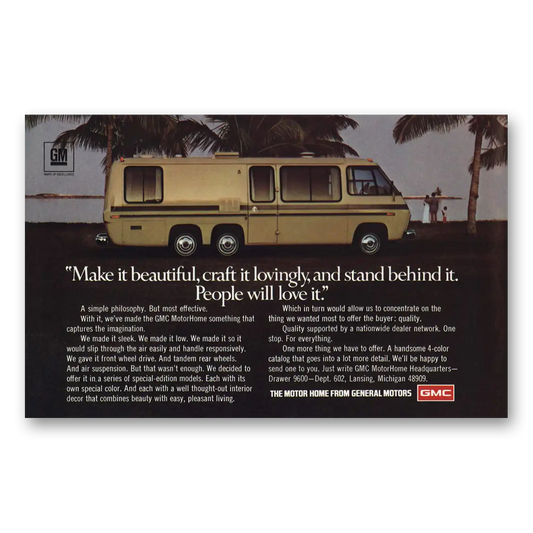 1976 GMC Motor Home Make it Beautiful Craft It Lovingly Vintage Magazine Print Ad