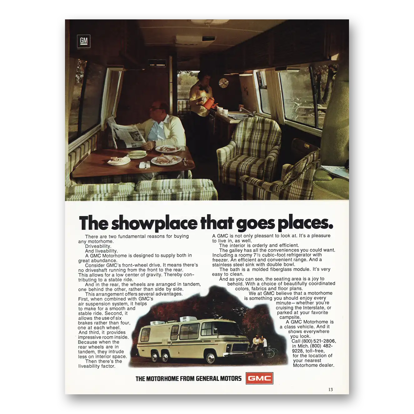 1977 GMC Motor Home Showplace That Goes Places Vintage Magazine Print Ad