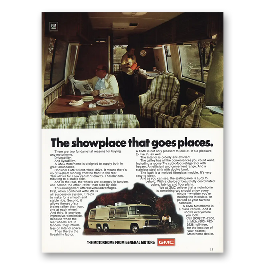 1977 GMC Motor Home Showplace That Goes Places Vintage Magazine Print Ad