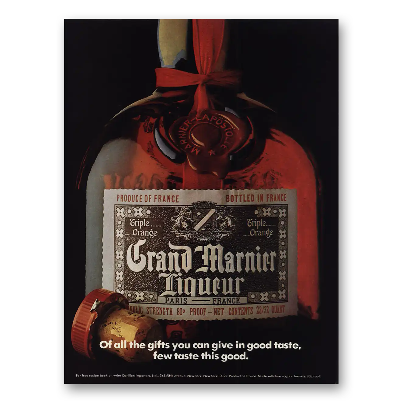 1976 Grand Marnier Of All the Gifts You Can Give Vintage Magazine Print Ad