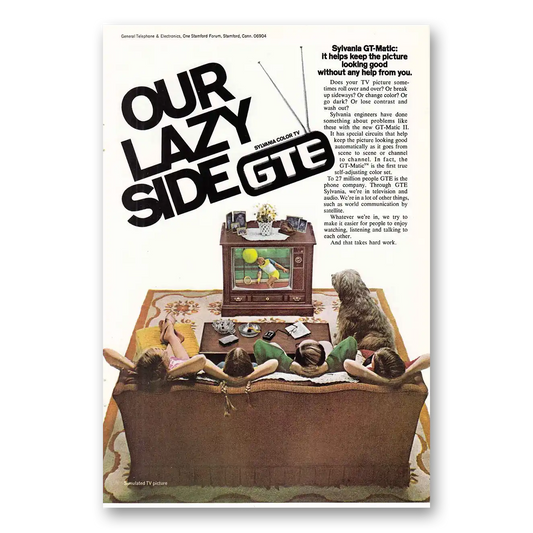 1976 Sylvania Televisions Matic Our Lazy Side Vintage Magazine Print Ad