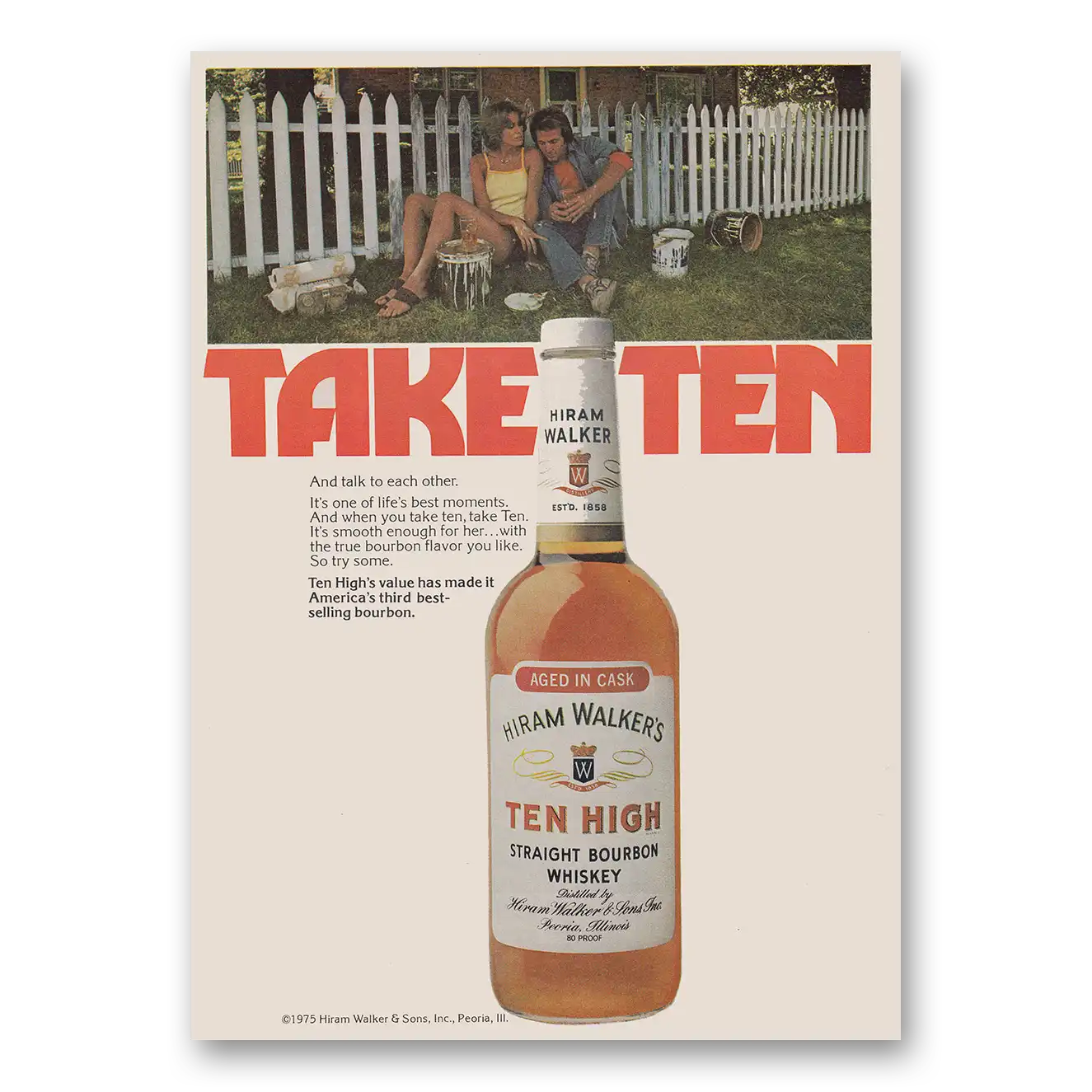 1976 Ten High Bourbon Ten High Take Ten Vintage Magazine Print Ad