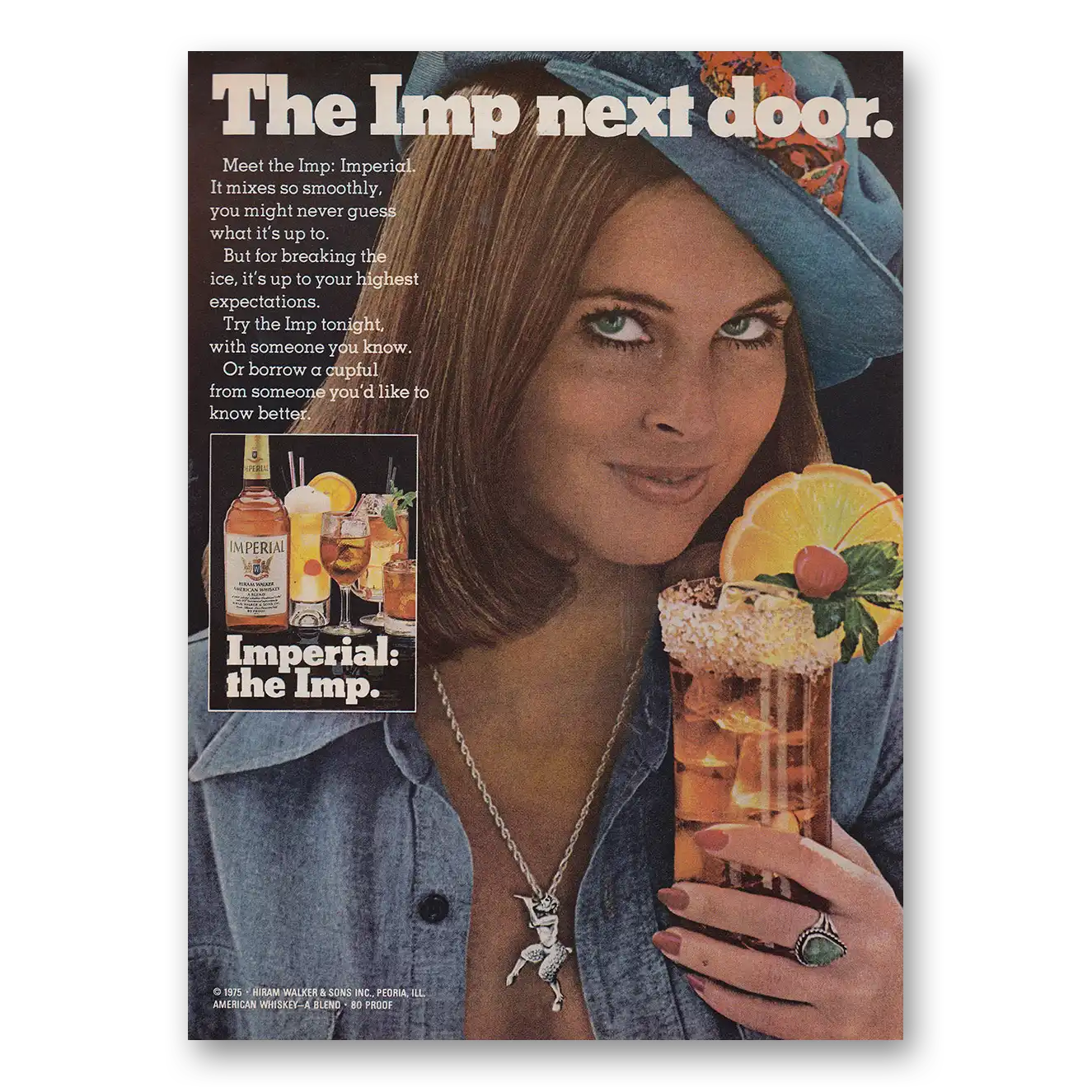 1976 Imperial Whiskey Imp Next Door Vintage Magazine Print Ad