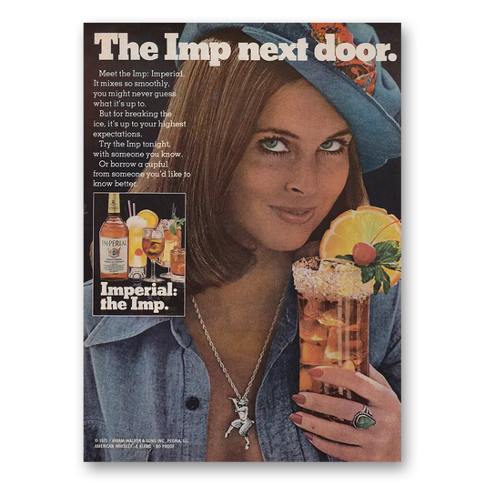 1976 Imperial Whiskey Imp Next Door Vintage Magazine Print Ad