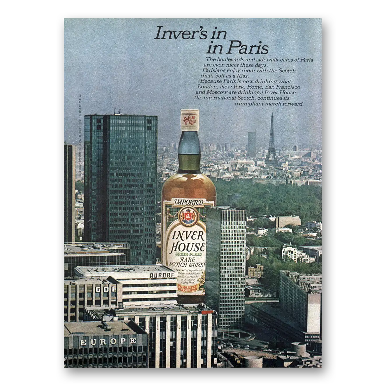 1976 Inver House Scotch Whisky Whisky Paris Vintage Magazine Print Ad