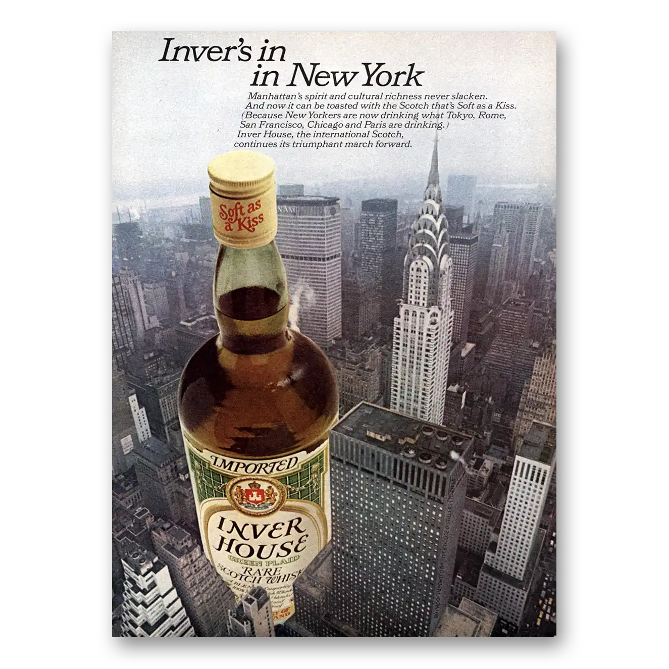 1976 Inver House Scotch Whisky New York Vintage Magazine Print Ad