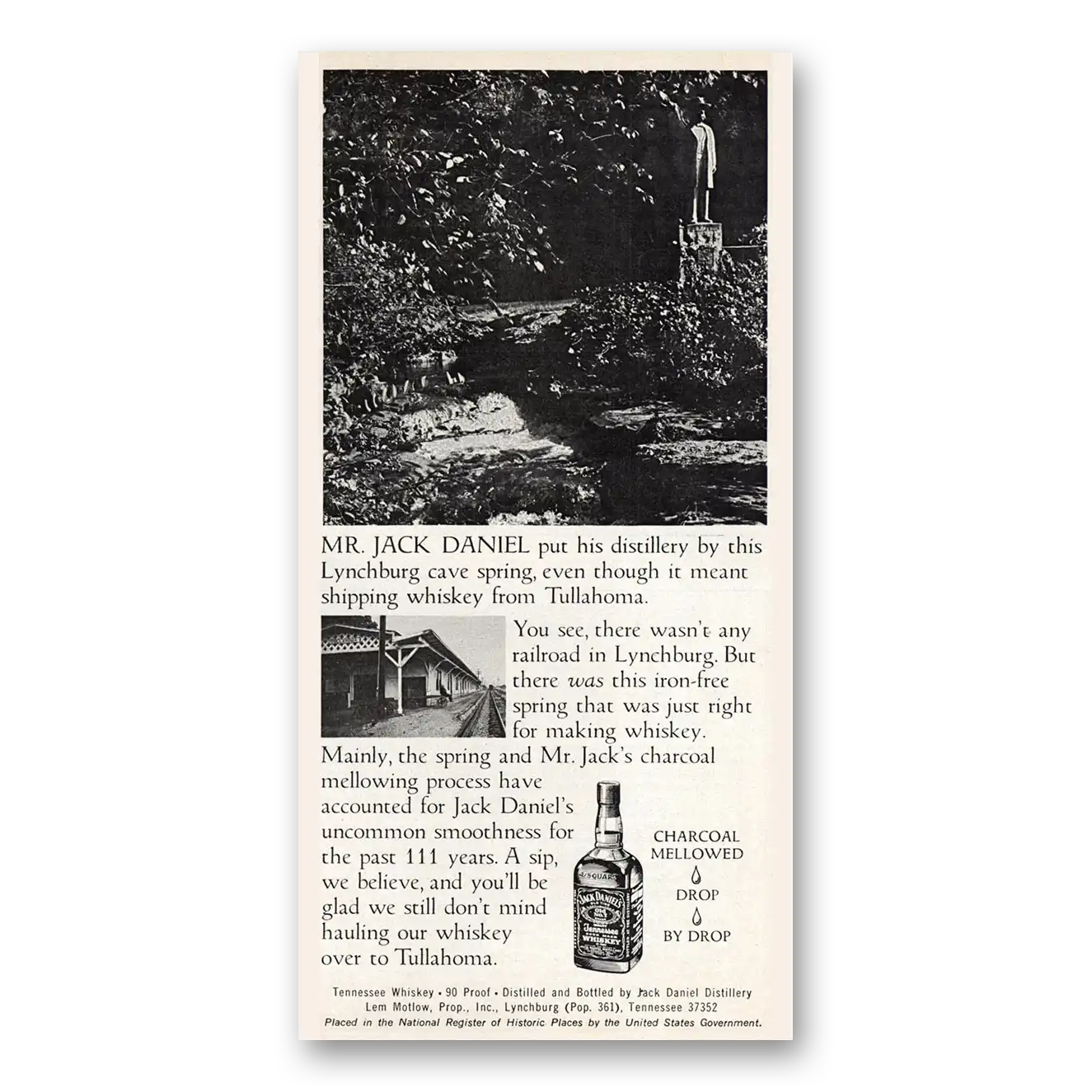 1976 Jack Daniels Lynchburg Cave Spring Vintage Magazine Print Ad