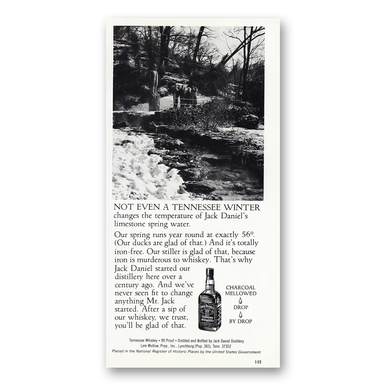 1976 Jack Daniels Not Even a Tennessee Winter Vintage Magazine Print Ad