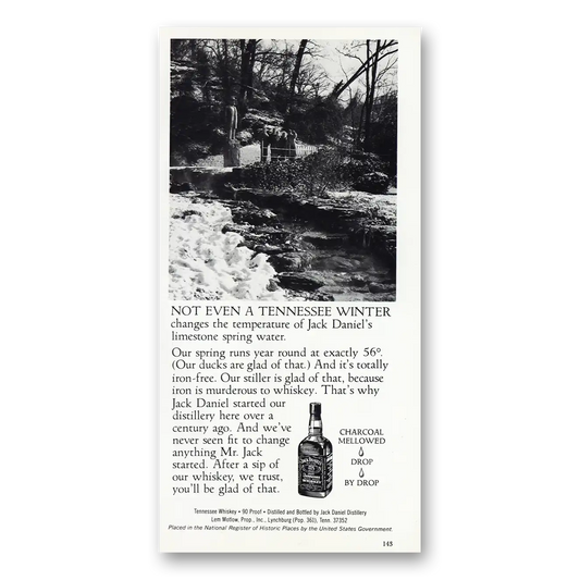 1976 Jack Daniels Not Even a Tennessee Winter Vintage Magazine Print Ad