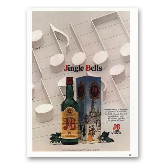 1976 J&B Scotch Whisky Jingle Bells Vintage Magazine Print Ad