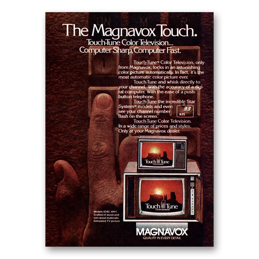 1976 Magnavox Color Television Touch Tune Computer Sharp Vintage Magazine Print Ad