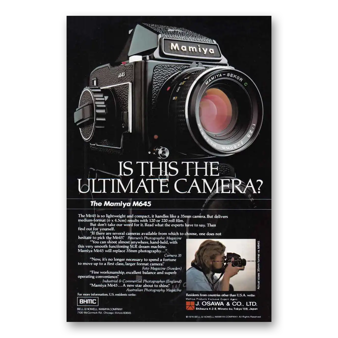 1976 Mamiya Camera Is This the Ultimate Camera Vintage Magazine Print Ad