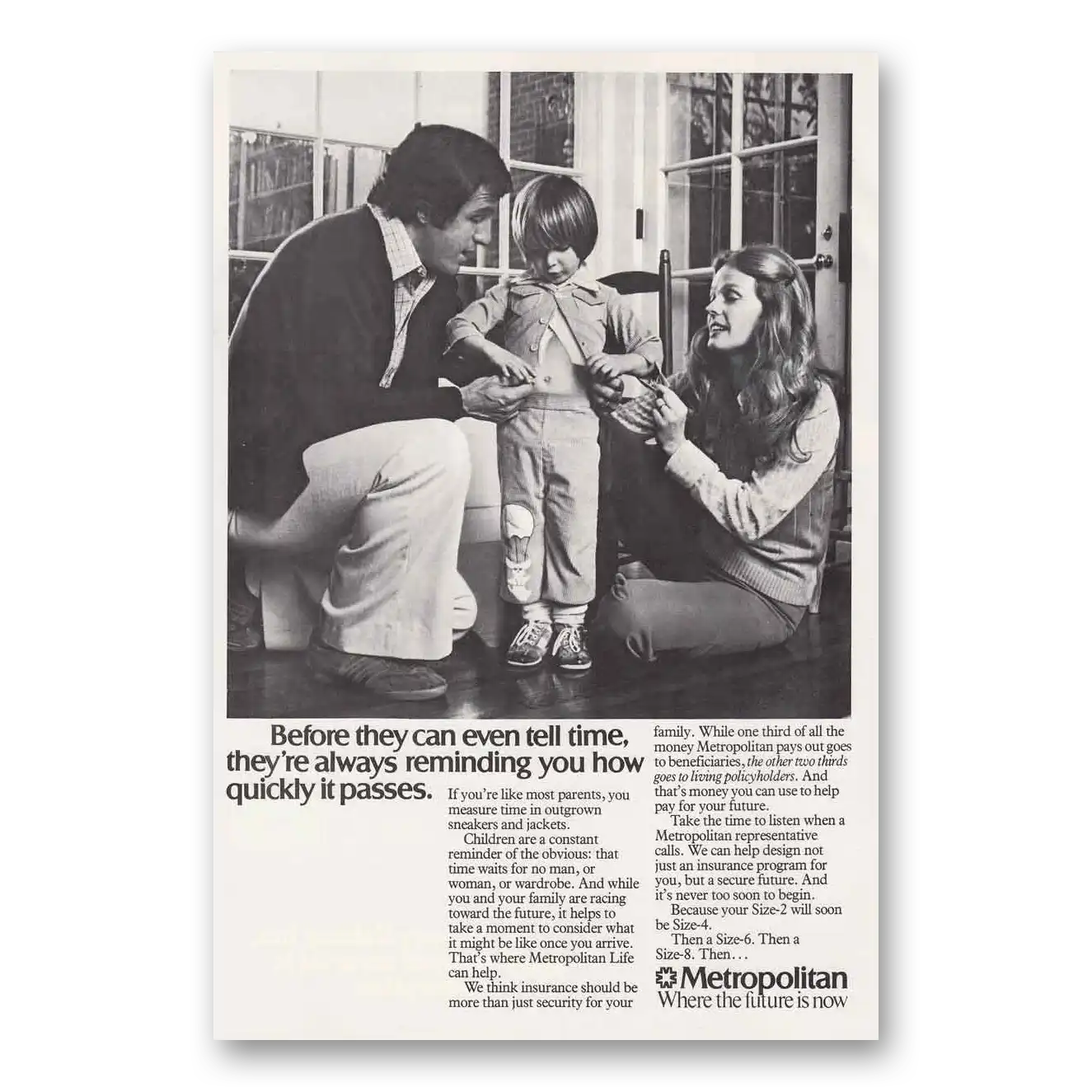 1976 Metropolitan Life Insurance Tell Time Vintage Magazine Print Ad