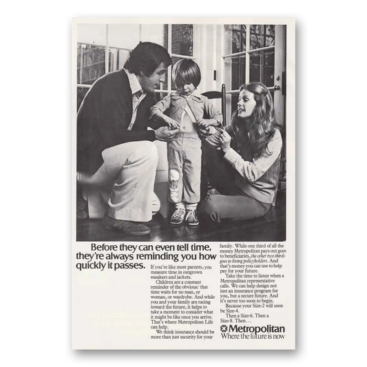 1976 Metropolitan Life Insurance Tell Time Vintage Magazine Print Ad