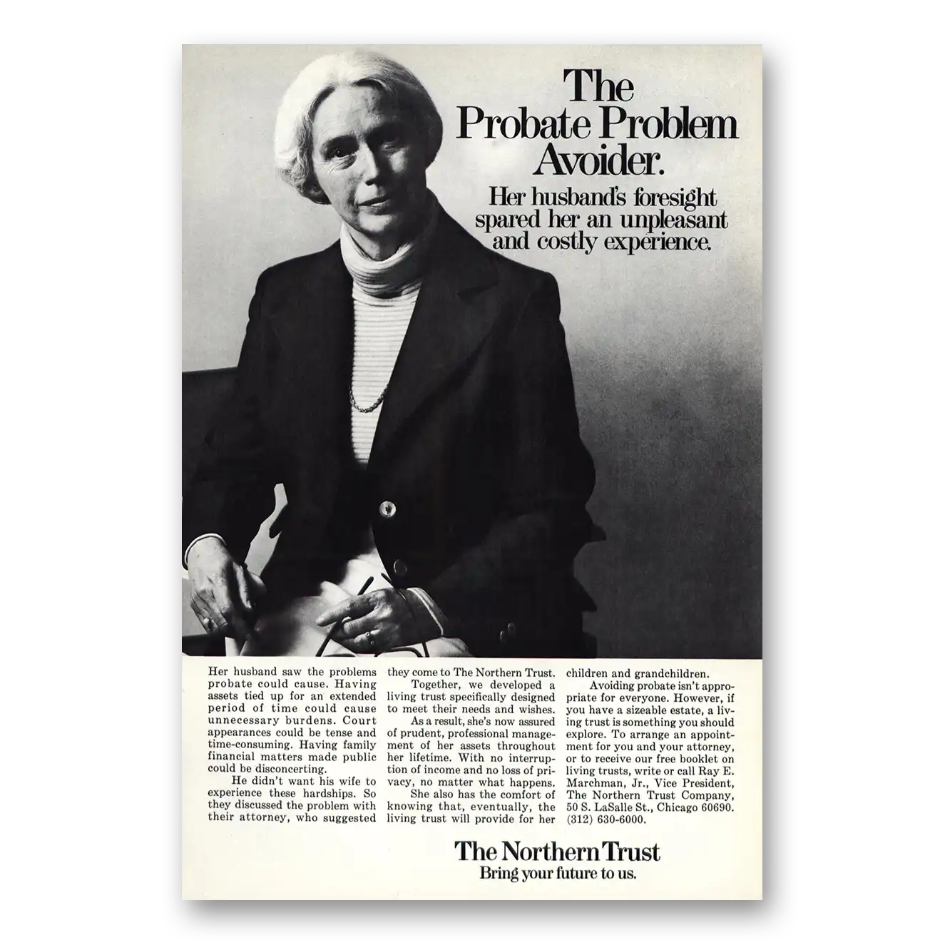 1976 Northern Trust Bank Probate Problem Avoider Vintage Magazine Print Ad