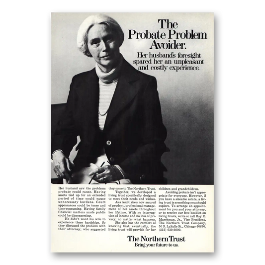 1976 Northern Trust Bank Probate Problem Avoider Vintage Magazine Print Ad