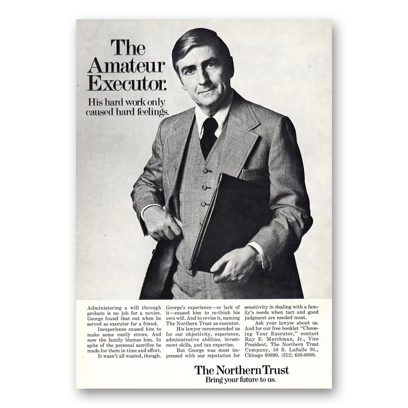 1976 Northern Trust Bank Amateur Executor Vintage Magazine Print Ad