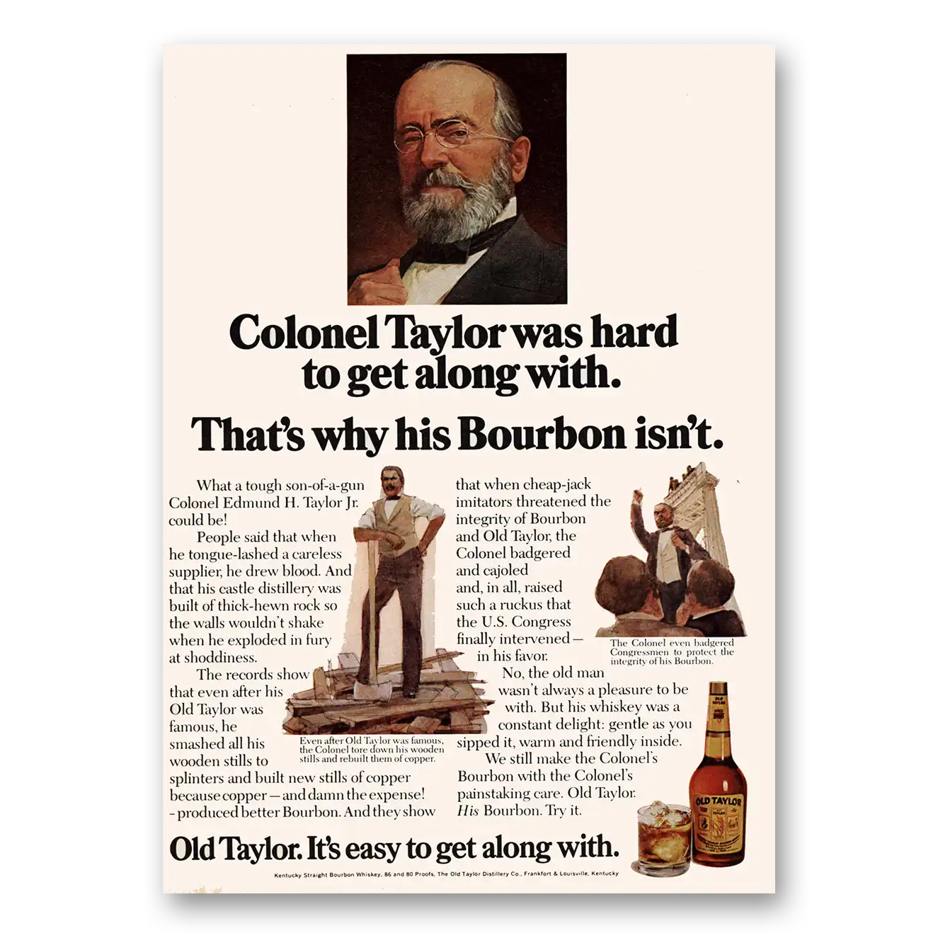 1976 Old Taylor Bourbon Whiskey Tough Son of Gun Vintage Magazine Print Ad