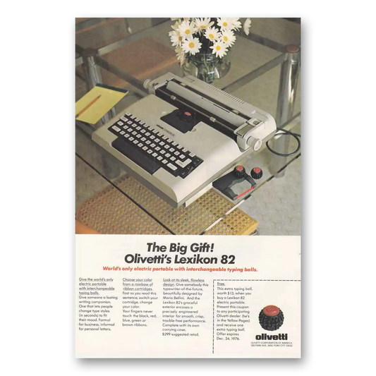 1976 Olivetti Lexikon Typewriter Typing Balls Vintage Magazine Print Ad