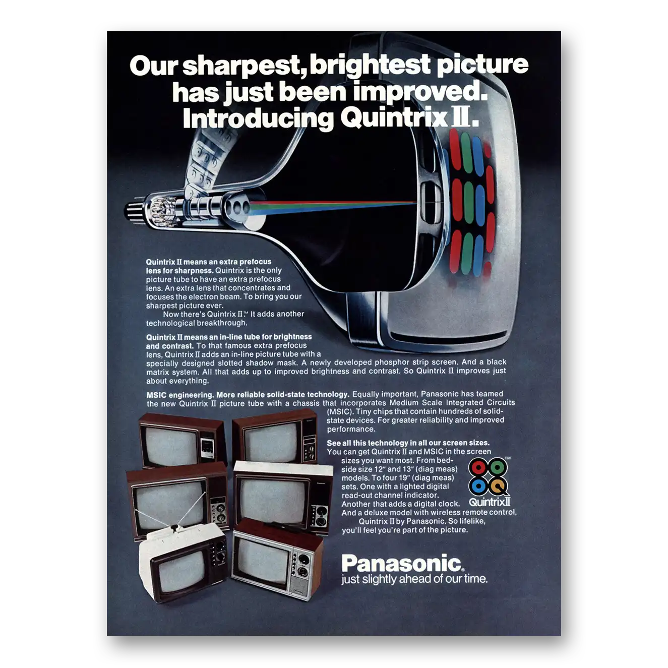 1976 Panasonic Television Quintrix II Sharpest Brightest Picture Vintage Magazine Print Ad