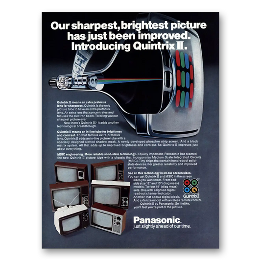 1976 Panasonic Television Quintrix II Sharpest Brightest Picture Vintage Magazine Print Ad