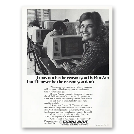 1976 Pan Am I May Not Be the Reason You Fly Vintage Magazine Print Ad