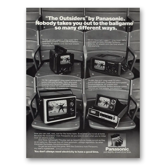 1976 Panasonic Television Outsiders Takes You Out To the Ballgame Vintage Magazine Print Ad