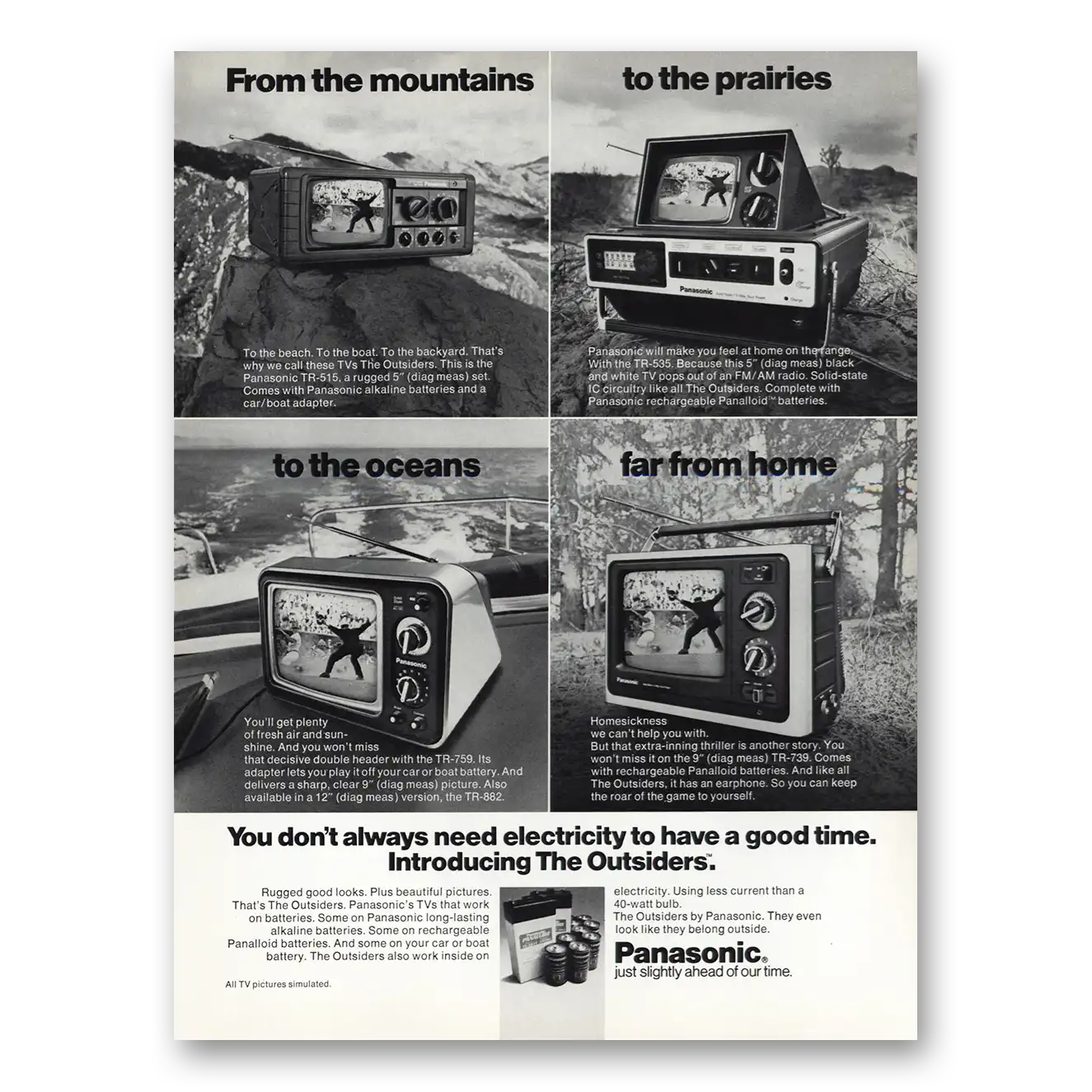 1976 Panasonic Television Outsiders From the Mountains to the Prairies Vintage Magazine Print Ad