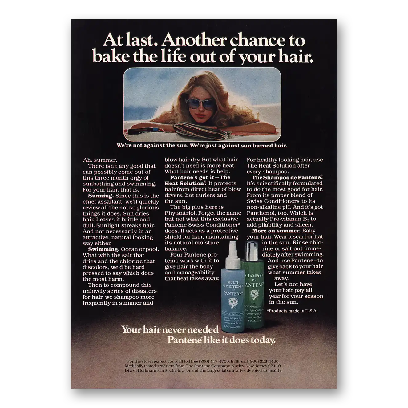 1976 Pantene Hair Care Bake the Life Out of Your Hair Vintage Magazine Print Ad