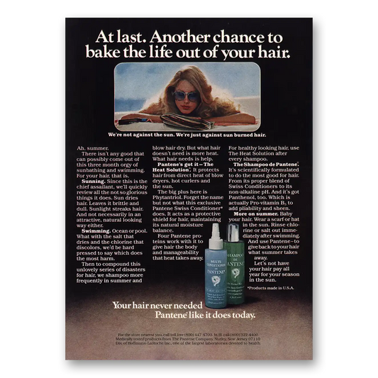 1976 Pantene Hair Care Bake the Life Out of Your Hair Vintage Magazine Print Ad