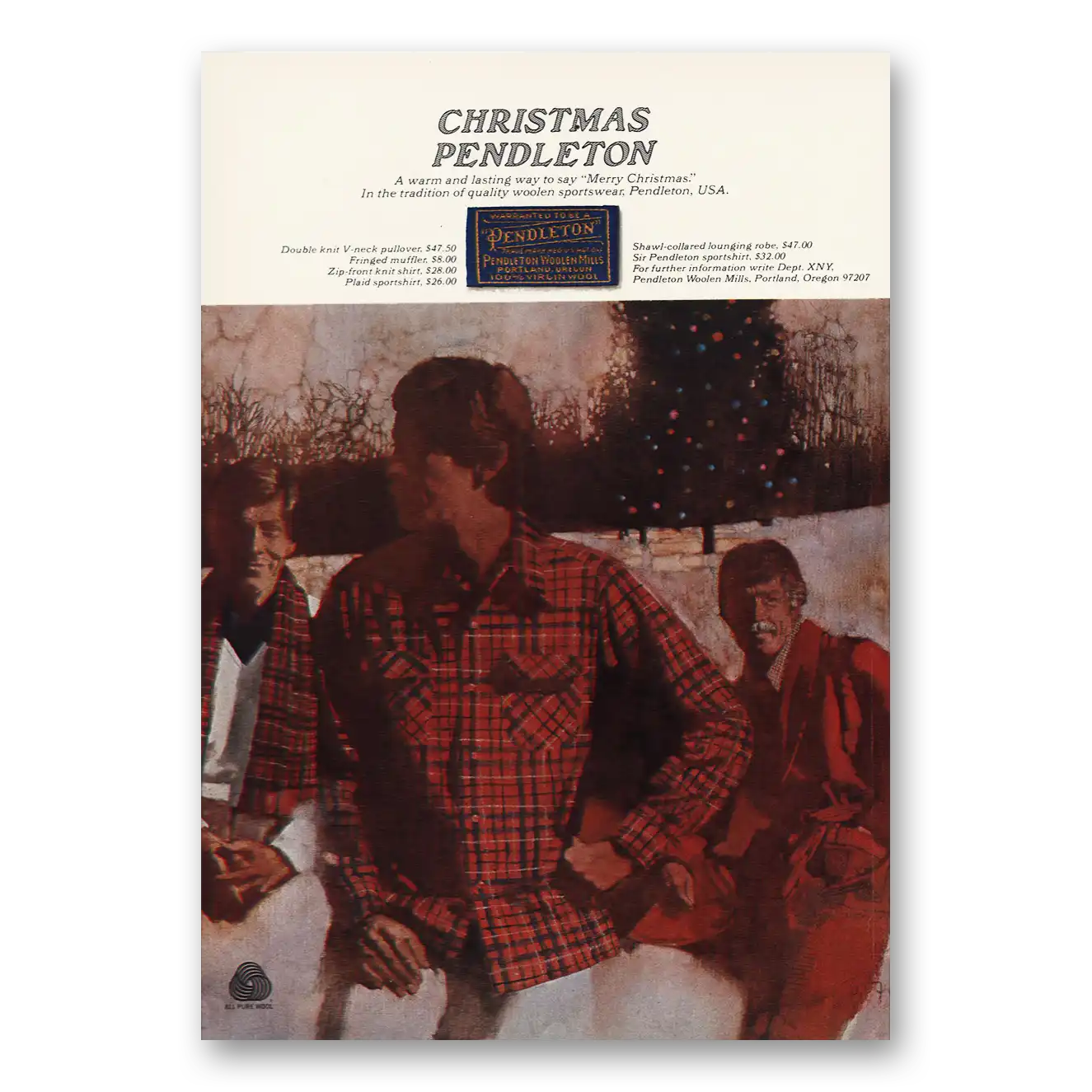 1976 Pendleton Christmas Vintage Magazine Print Ad