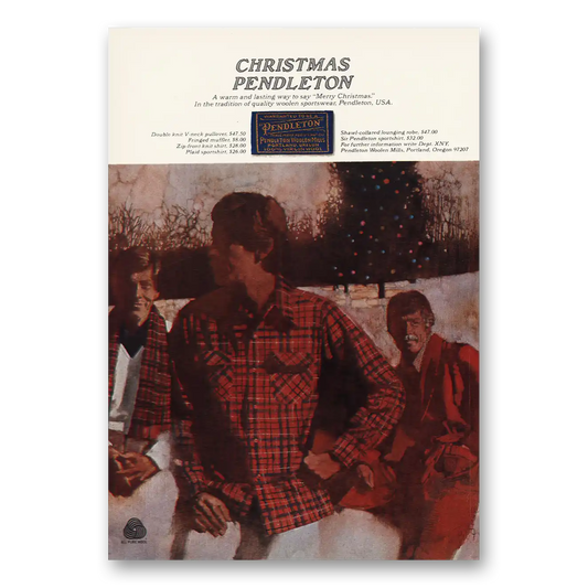 1976 Pendleton Christmas Vintage Magazine Print Ad