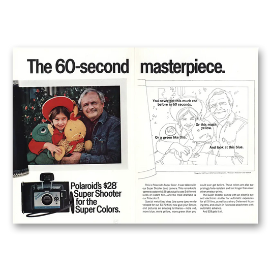 1976 Polaroid Super Shooter 60 Second Masterpiece Vintage Magazine Print Ad