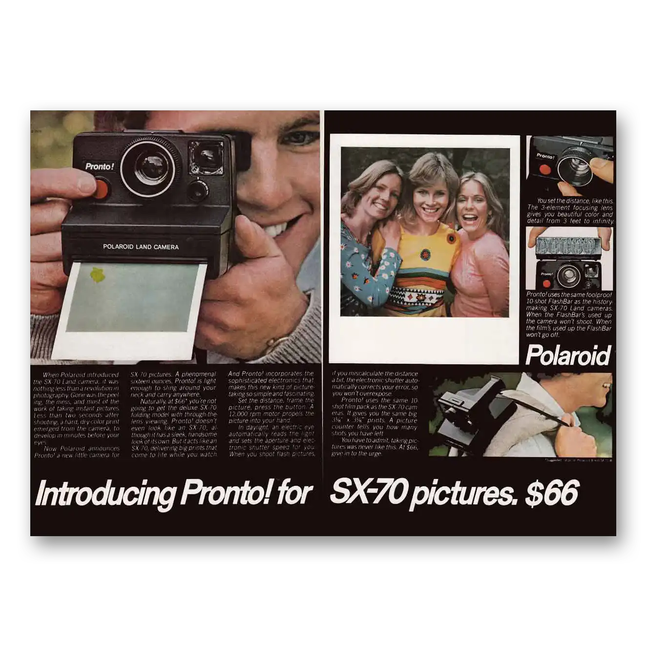 1976 Polaroid SX70 Camera Pronto Land Camera Vintage Magazine Print Ad